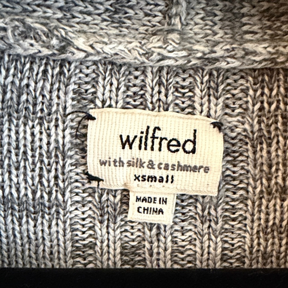 WILFRED Heather Grey Open Front Cardigan Silk & Cashmere size XS - Picture 2 of 10